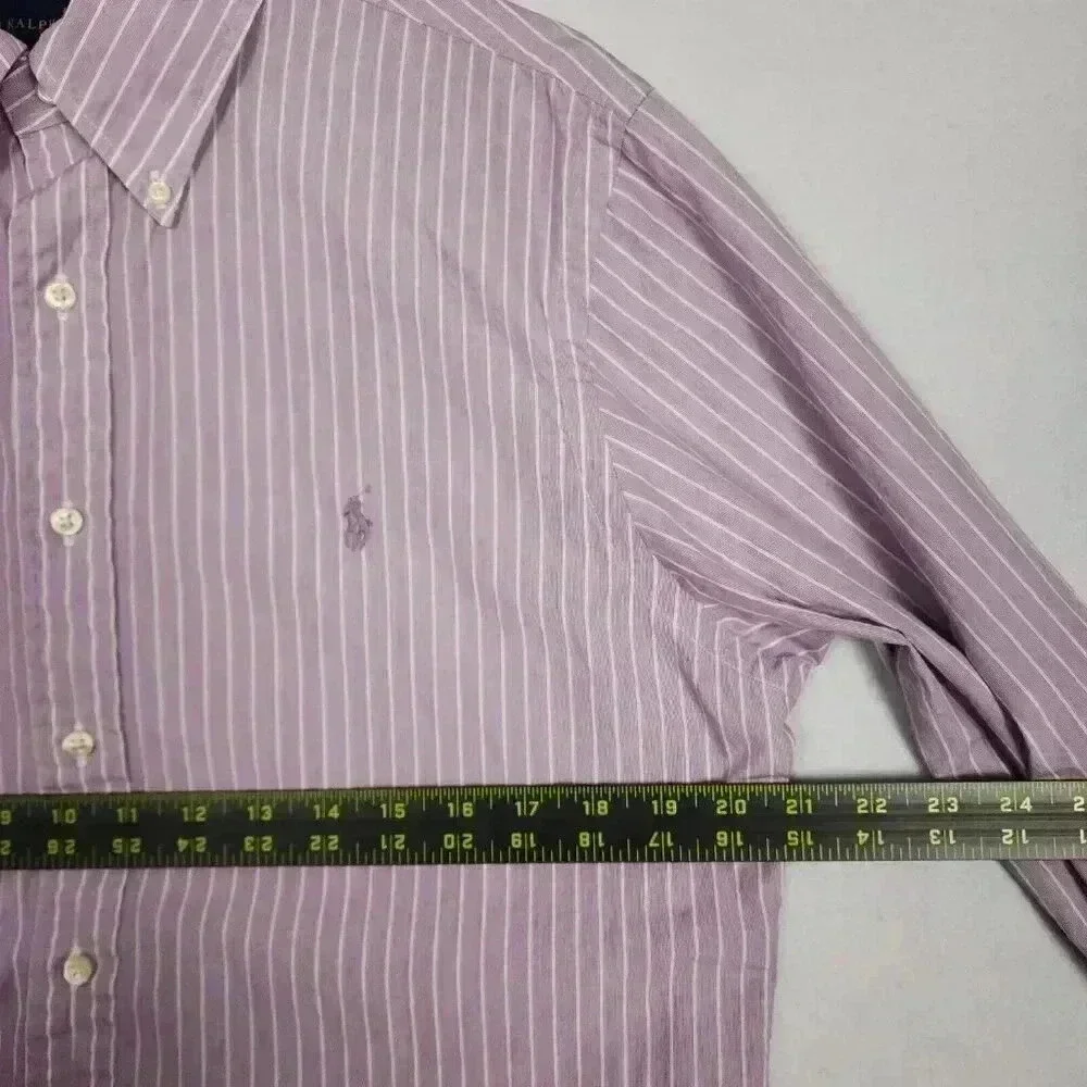 Lot of 2 Polo Ralph Lauren Men’s Button Up Dress Shirts Slim Fit Sz 16 Prpl Blue